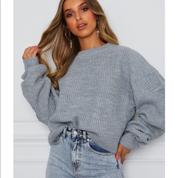 White Fox Boutique Grey Knit Chunky 
